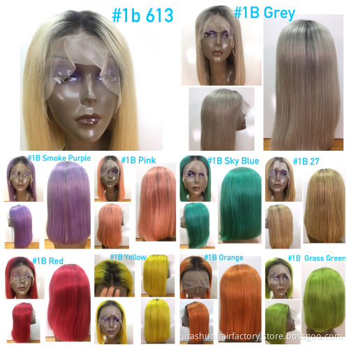 Peruvian Bob Double Drawn Wigs, Braziliian Malaysian Colored Human Virgin Hair Cuticle Aligned Blunt Cuts Bob Short Wigs